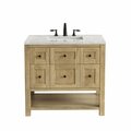 James Martin Vanities Breckenridge 36in Single Vanity, Light Natural Oak w/ 3 CM Eternal Jasmine Pearl Top 330-V36-LNO-3EJP